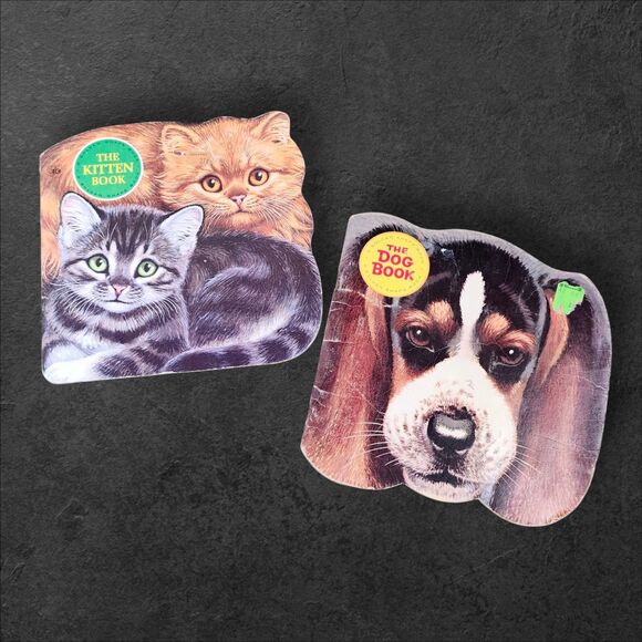 Lot 2 Golden Shape Books Cat & Dog 1960s–70s Vintage Kitten + Dog Book Whitman - Picture 1 of 15